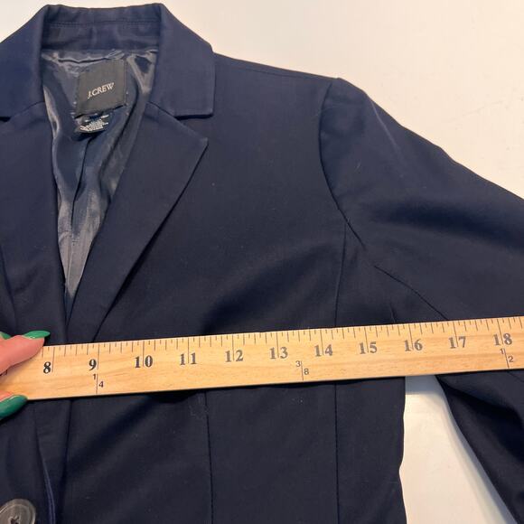 J.Crew Superfine Cotton Two Button Navy Blazer Size 0 - Picture 5 of 6